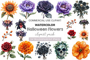 Halloween Flowers Clipart, a Work Illustration by cherrydesign (Thumbnail 1 of 3)