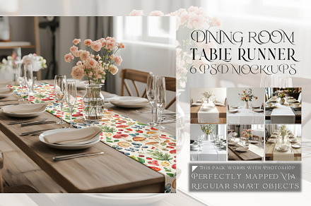 Table Runner with Smart Objects, a Household Mockup by mock-ups