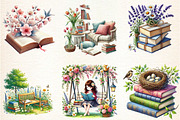 Spring Books Lover, a Seasonal Illustration by DreamArtGraphic (Thumbnail 4 of 5)