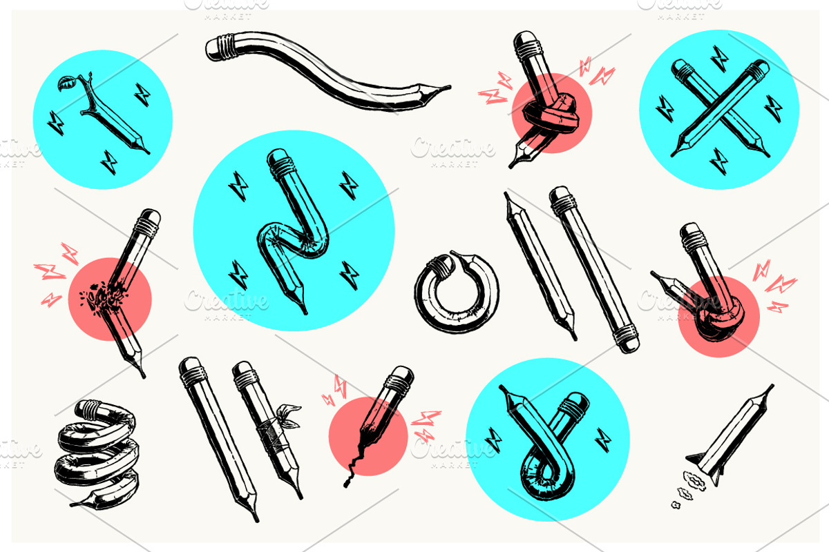 Pencil illustration set, an Illustration by RasterBird (Photo 1 of 6)