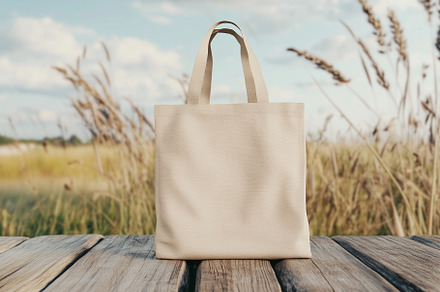 Eco tote bag mockup on rural area, a Background Photo by MistyDay