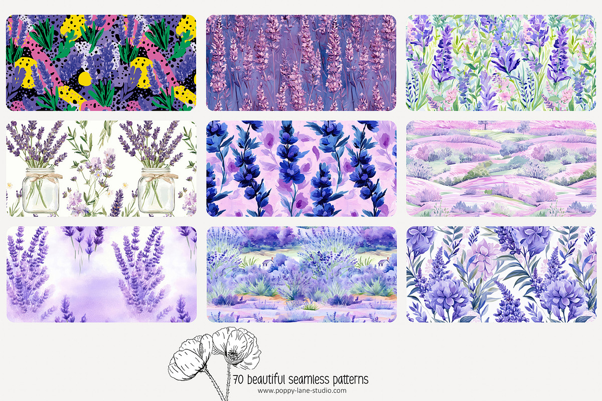 70 lavender seamless pattern, a Pattern Graphic by Poppy Lane Studio