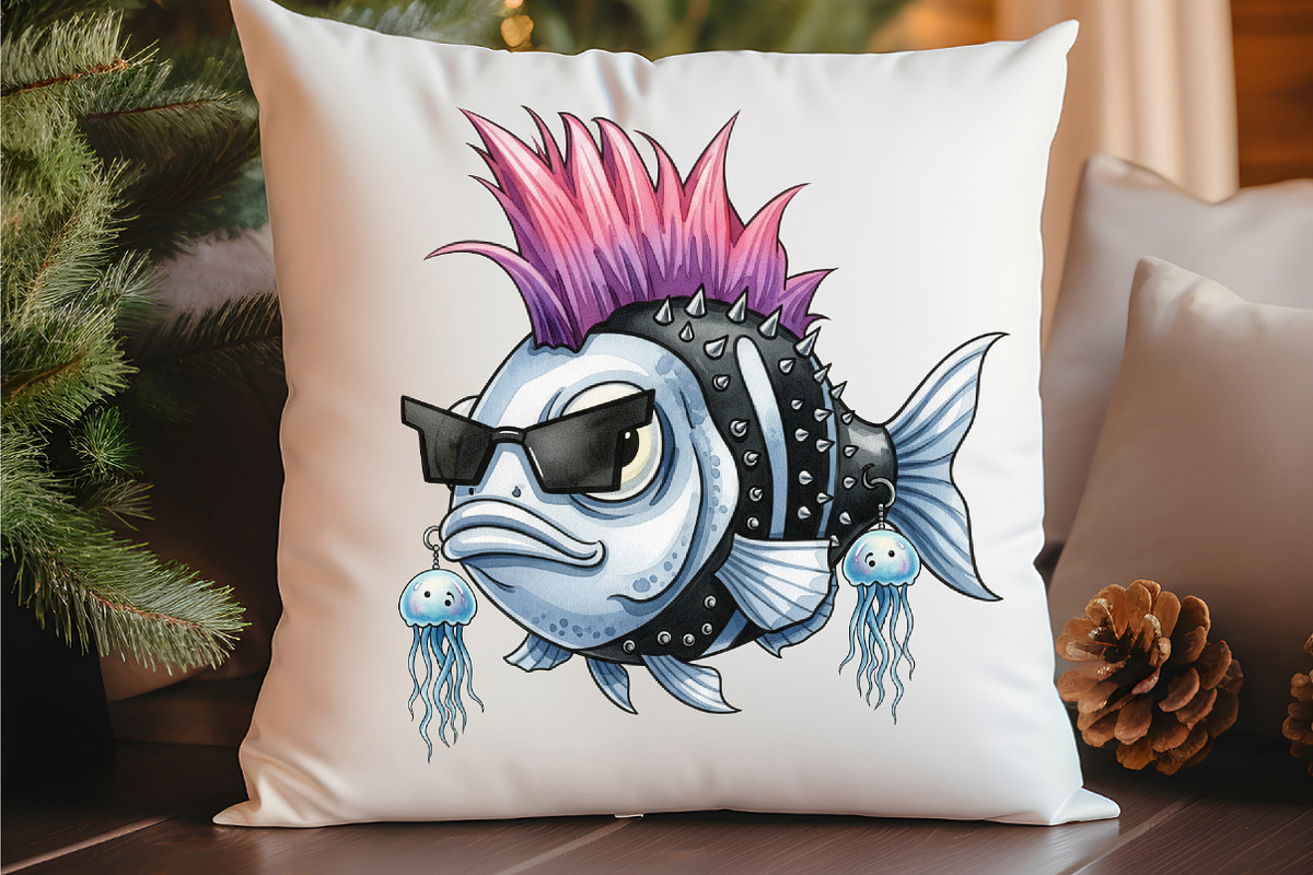 Quirky Whimsical Summer Fishes Clipa, an Illustration by Watercolor design (Photo 2 of 6)
