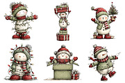 Whimsical Christmas Snowman Clipart, an Illustration by Craft Nest (Thumbnail 7 of 8)