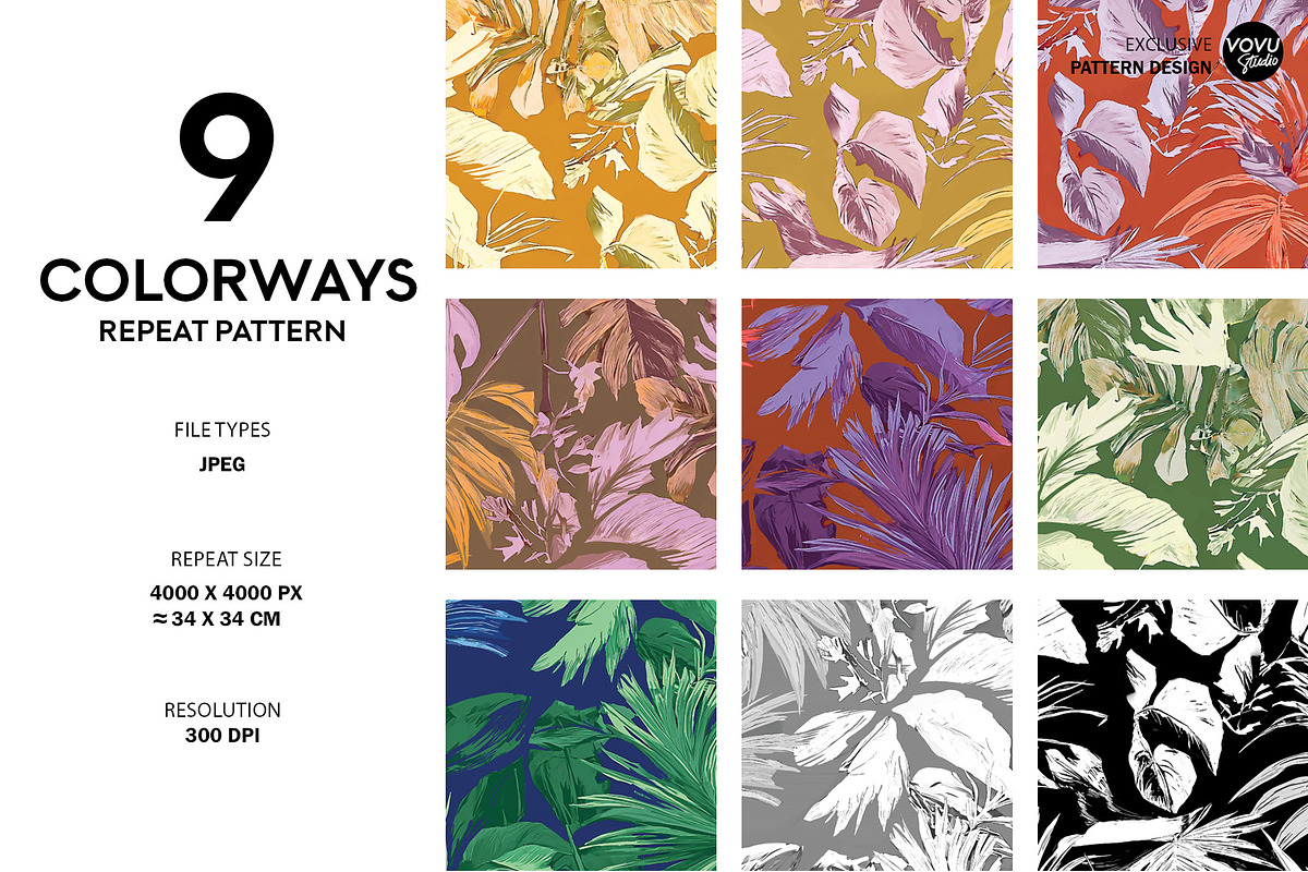 Tropical Leaves Seamless Pattern, a Pattern Graphic by VOVU Studio (Photo 2 of 10)