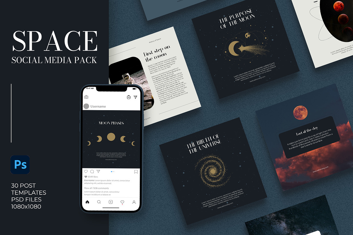Space Social Media Pack | PS, a Social Media Template by Anna Studio (Photo 1 of 5)