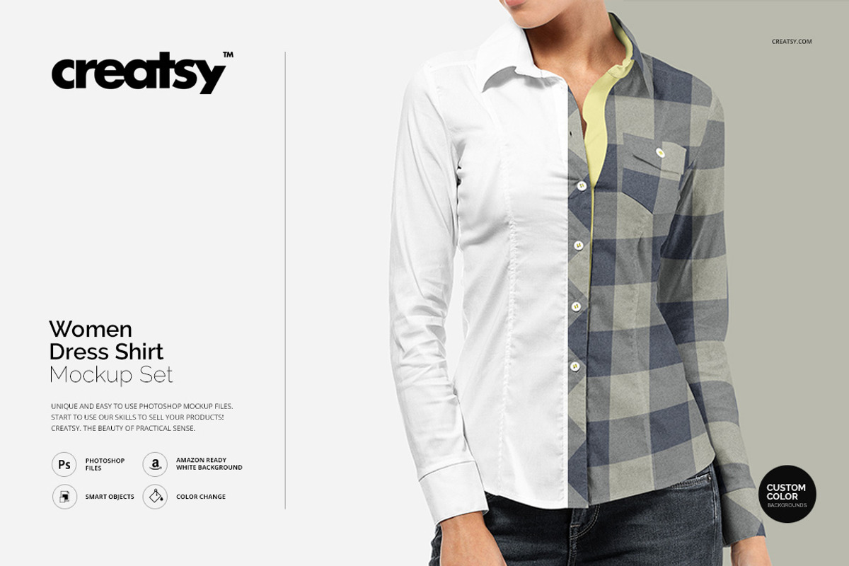 Women Dress Shirt Mockup Set, a Shirt Mockup by Creatsy (Photo 1 of 9)