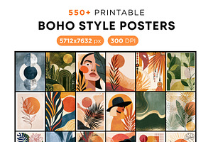 550+ Boho Wall Art Prints Bundle