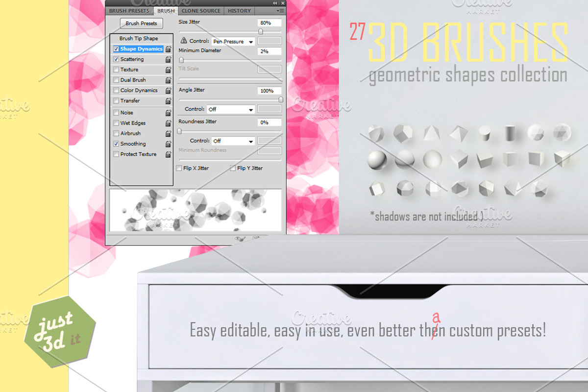 3D brushes for Photoshop, a Brush Add-On by Digithings (Photo 3 of 5)