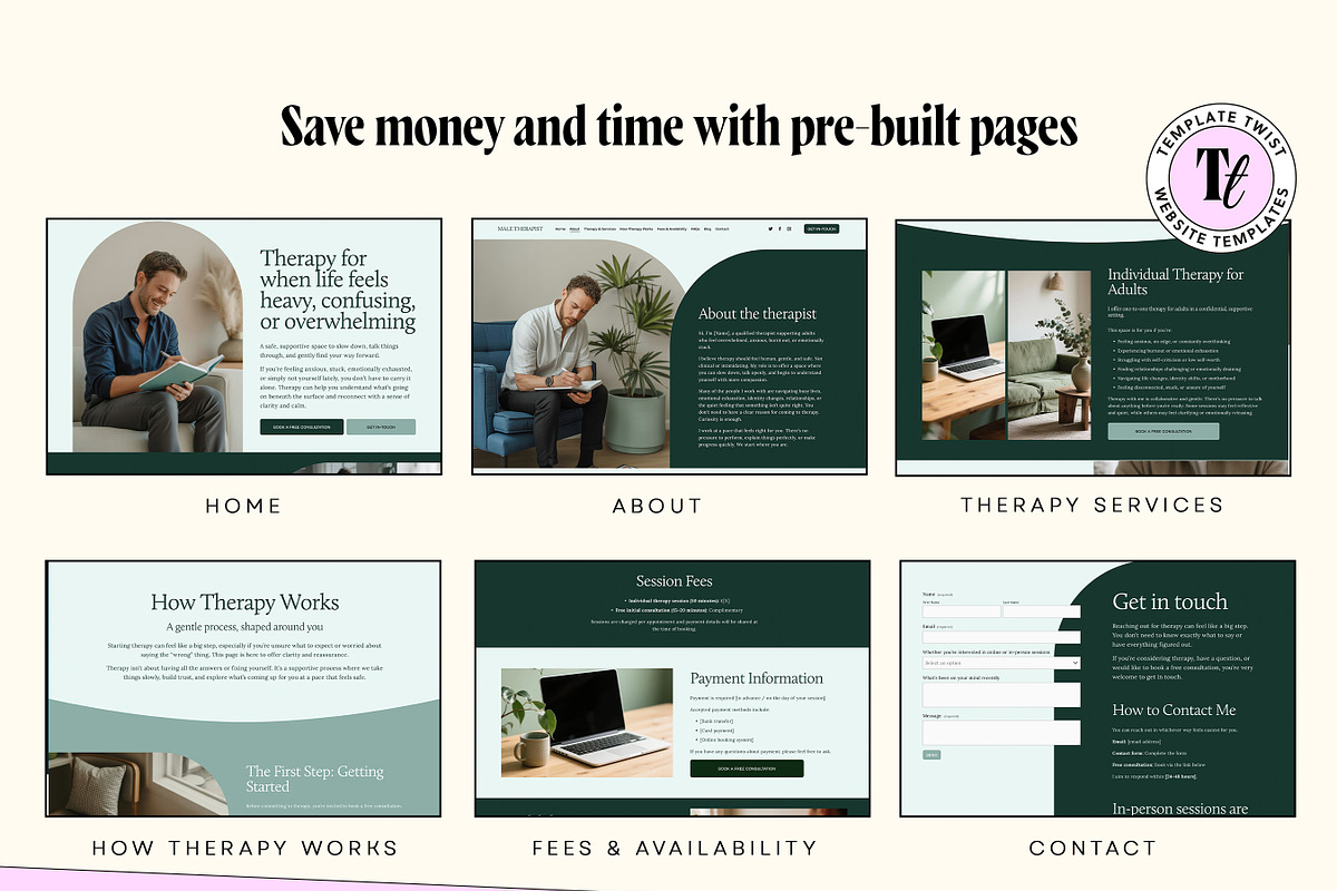Male Therapist Squarespace Template, a Squarespace Template by Template Twist Shop (Photo 3 of 9)