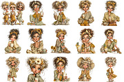 Whimsical Summer Coffee Girl Clipart, a Seasonal Illustration by OK Design (Thumbnail 3 of 6)
