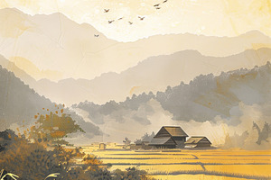 Golden Rice Field at Sunset