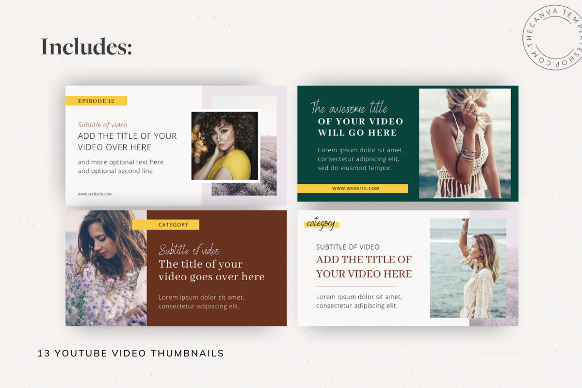 The Melanie YouTube Canva Templates, a Social Media Template by The Canva Template Shop (Photo 3 of 6)
