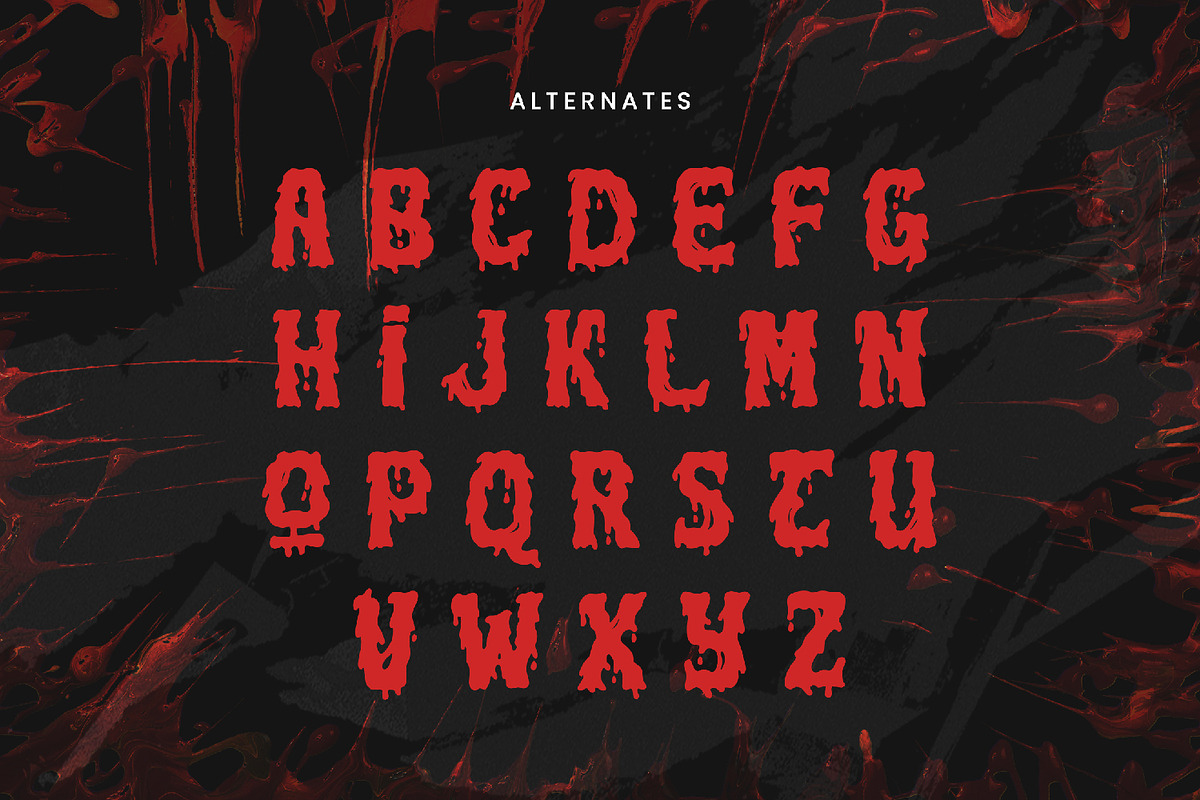 Ghouls Bloods - Dripping Font, a Script Font by AQR Studio (Photo 4 of 16)