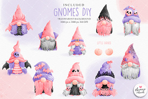 Pink Halloween Gnomes Clipart