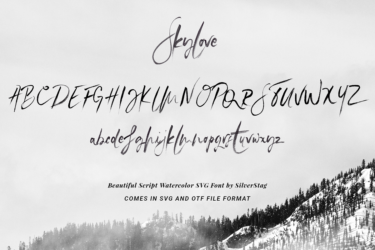 SkyLove SVG Watercolor Font, a Script Font by SilverStag Type Foundry (Photo 7 of 11)