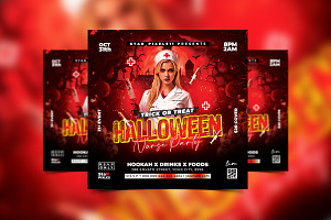 Halloween Nurse Party Flyer, a Flyer Template by StarPixles11