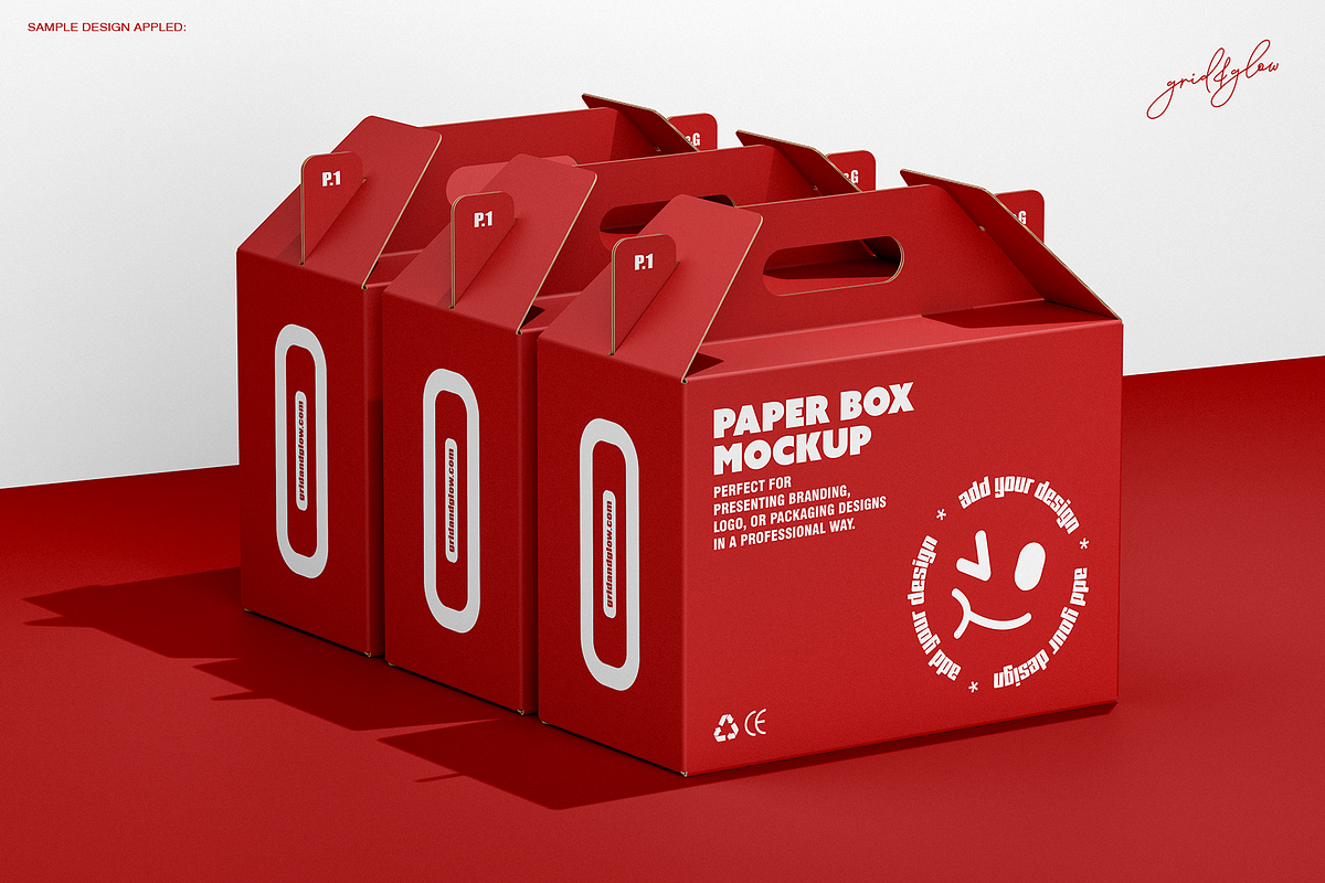 Box with Handle Mockup Set-1, a Packaging Mockup by Grid&Glow (Photo 2 of 6)
