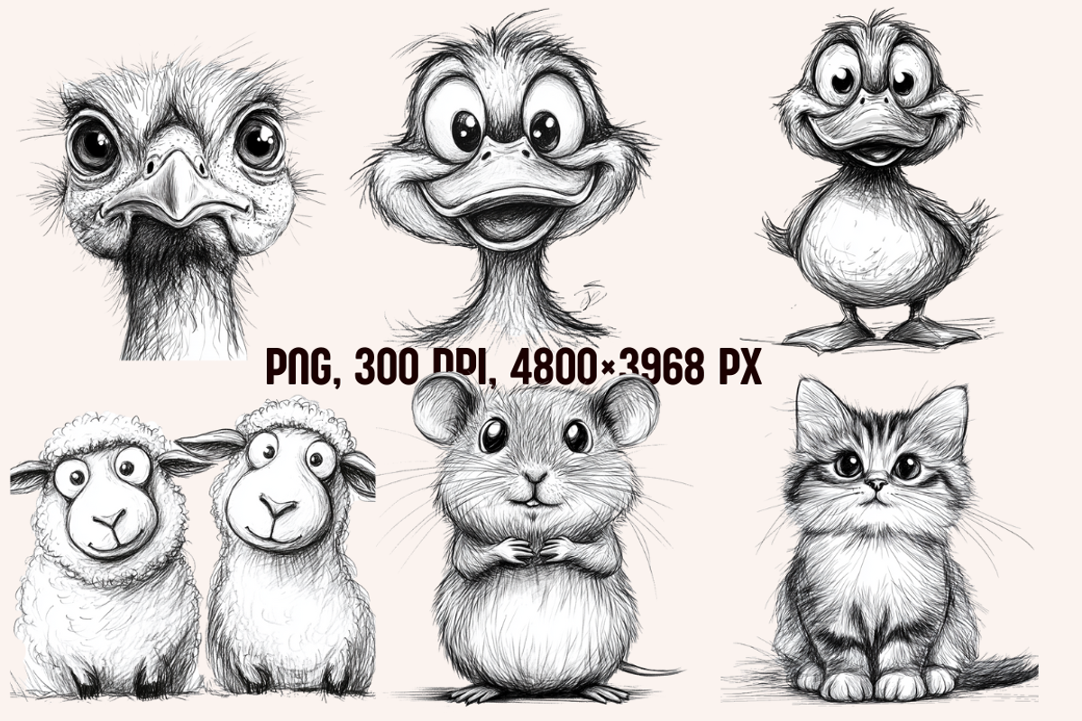 Farm Animals Pencil Sketches, an Animal Illustration by PrintHaven Designs (Photo 3 of 10)