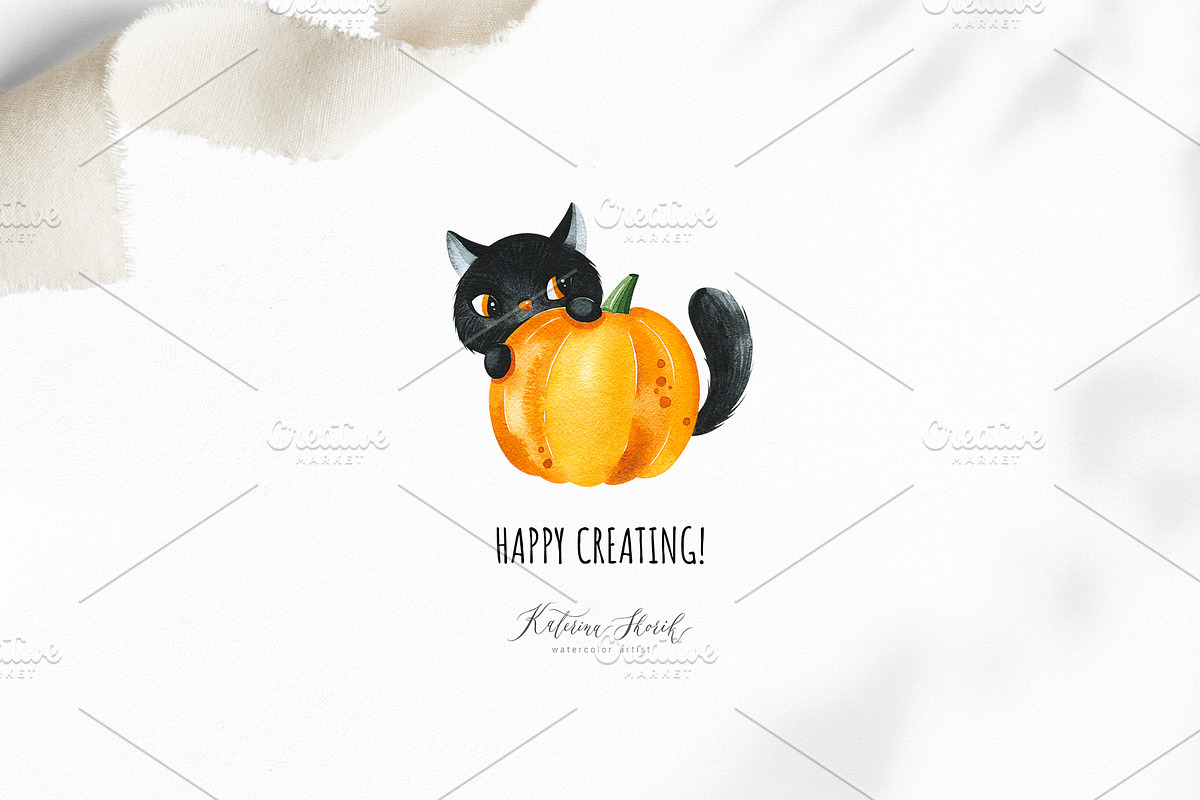 Halloween.Cute watercolor collection, a Decorative Illustration by Kate_Rina (Photo 11 of 11)