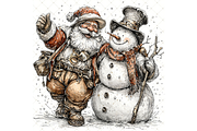Santa and Snowman Clipart JPG, a Seasonal Illustration by Memories By Lea (Thumbnail 17 of 18)