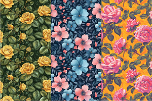 12 Radiant Blooms Seamless Patterns