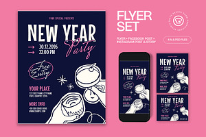 New Year Party Flyer, a Flyer Template by graphicook