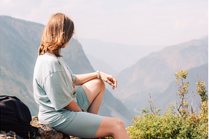 Woman Admiring Mountain View on, a Nature Photo by Jan Jack Russo Media
