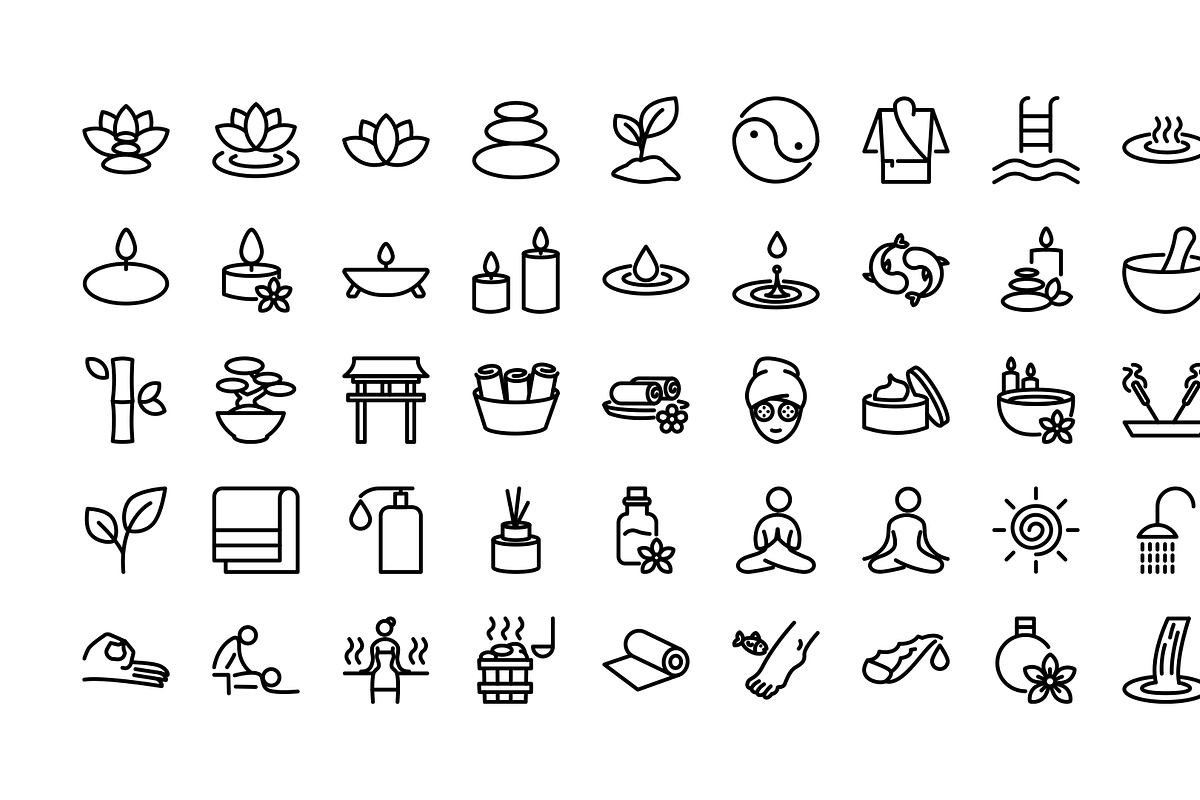 50 Zen Meditation & Wellness Icons, an Outline Icon by Icons Drop (Photo 2 of 2)