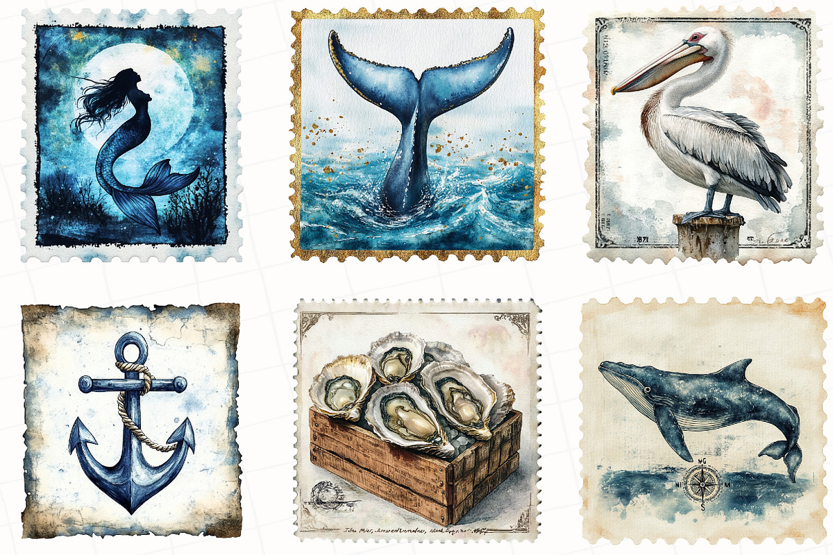 Nautical Vintage Stamp Clipart, an Illustration by OK Design (Photo 2 of 5)
