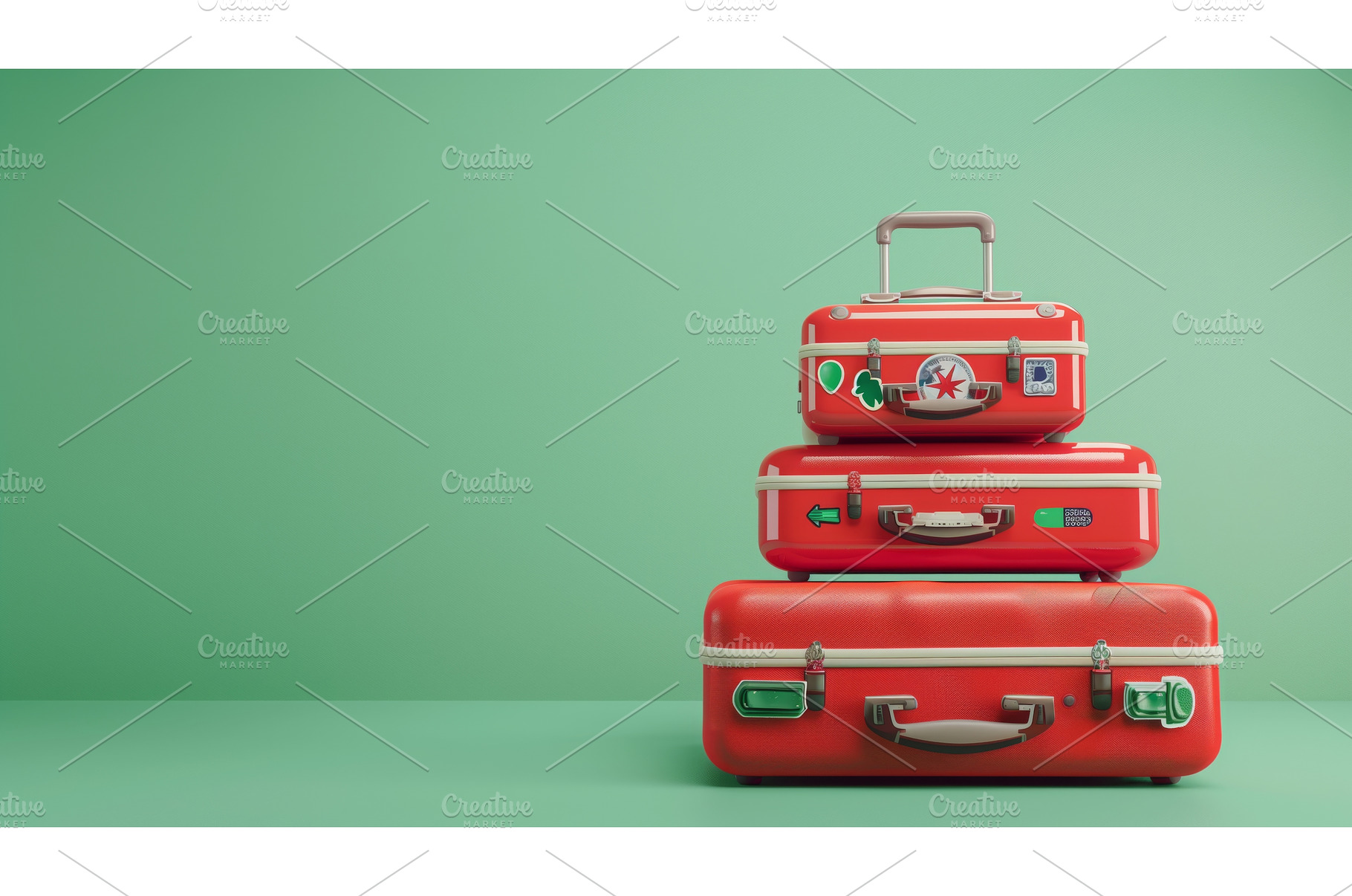 Three colorful vintage suitcases, an Arts & Entertainment Photo by Sergey Kotenev