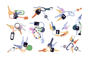 Key chains set + seamless patterns, an Object Illustration by PaperTrident