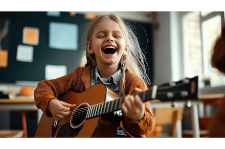 A cheerful young girl with braided, a School & Education Photo by Sergey Kotenev