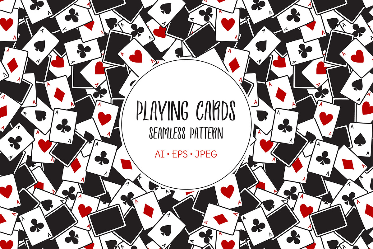 Playing cards seamless pattern, an Illustration by Cmeree