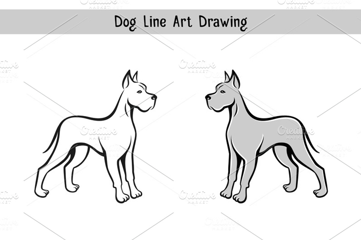 Dog line art drawing, an Animal Illustration by Teneresa (Photo 1 of 2)