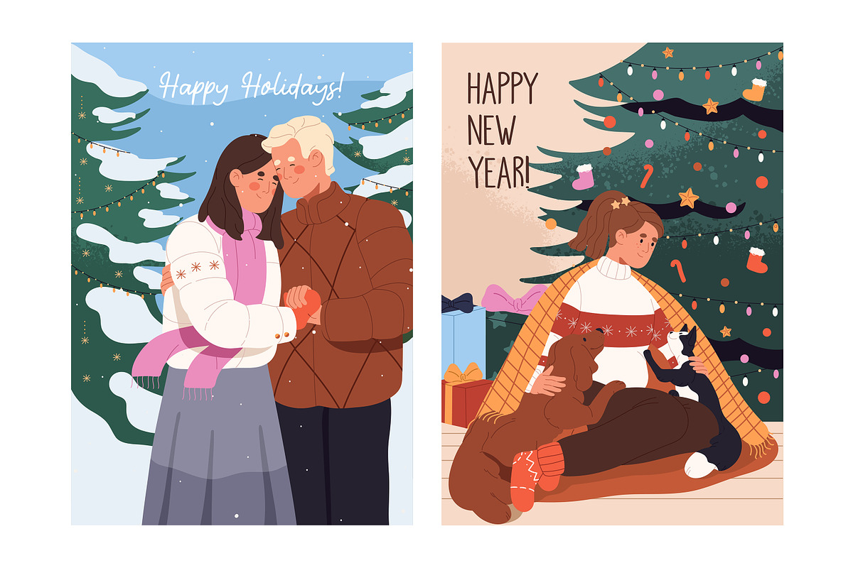 People on Christmas, New Year cards, a Person Illustration by PaperTrident (Photo 3 of 3)