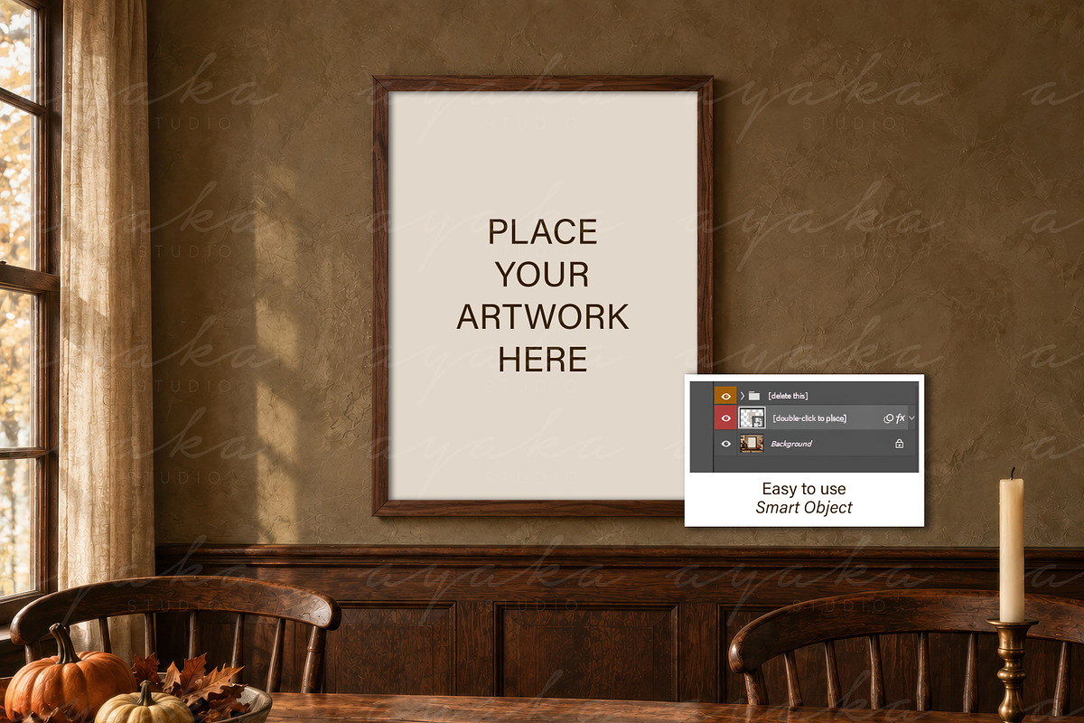 Autumn Vertical Frame Mockup PSD, a Household Mockup by AYAKA Studio Co. (Photo 2 of 6)
