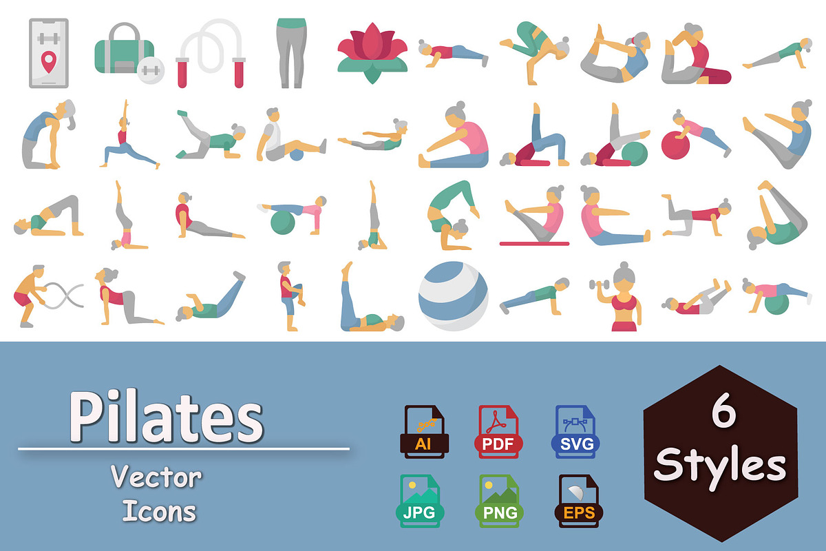 Pilates Fitness Vector Icons Pack, a Solid Icon by Vector Portal (Photo 1 of 6)