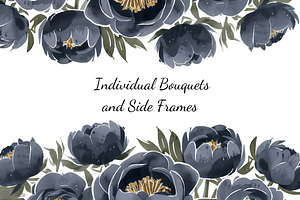 Dusty Blue Floral Clipart Bundle