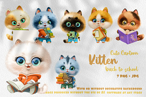 Cute cartoon kittens back to school, an Animal Illustration by Azuzlikus