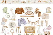 Boho Nursery Watercolor Clipart, an Animal Illustration by NikiArts (Thumbnail 4 of 13)