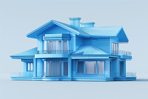 Holographic view of private house icon, real estate concept, a Photo by AlyaAnd