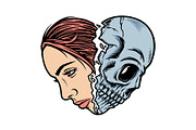 woman face and skull in love shape, a Person Illustration by gunaonedesign (Thumbnail 1 of 4)