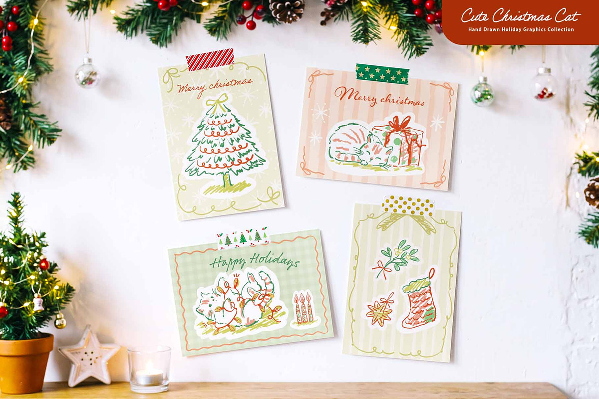 Christmas Cat Line Art Collection, an Object Graphic by Sawango Designs (Photo 9 of 11)
