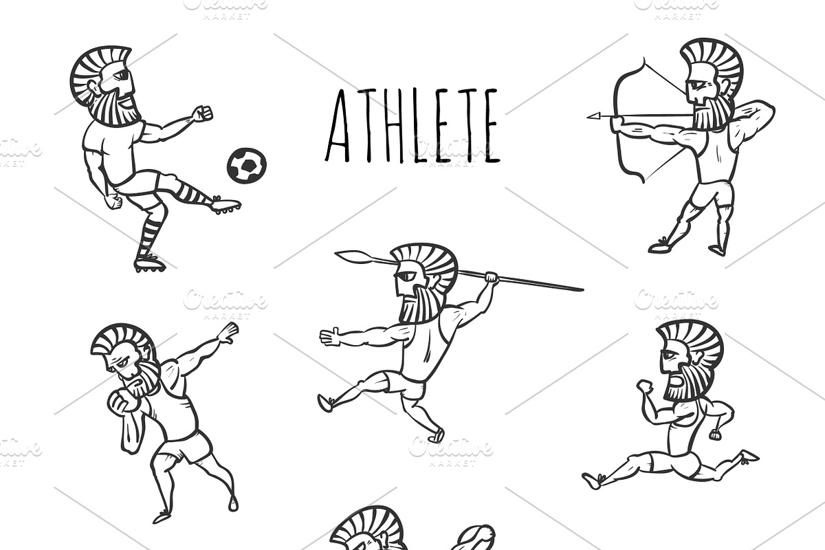 Athlete hand drawn set, an Illustration by Funky corner