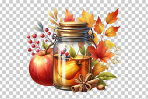 Watercolor Autumn Jar PNG Clipart