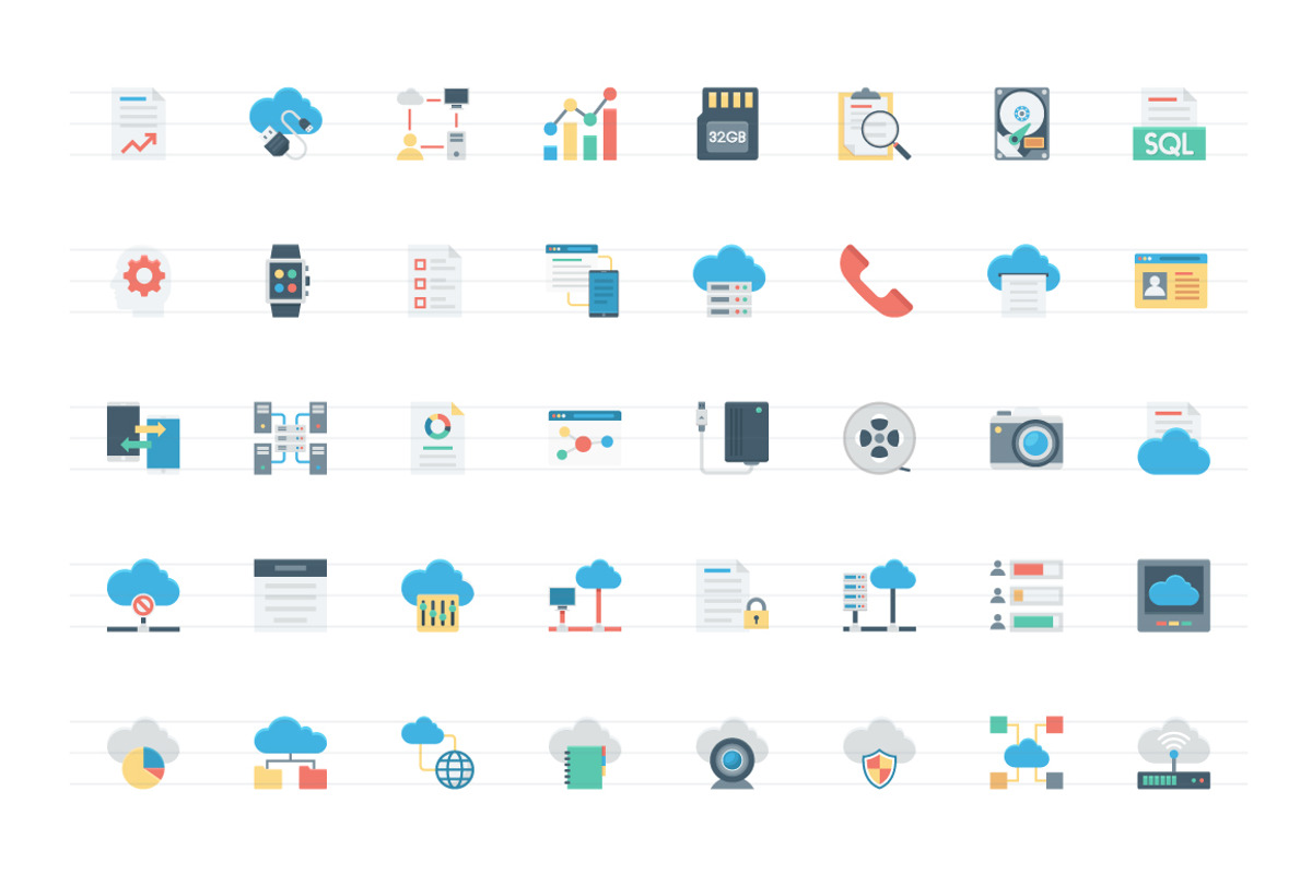 120 Flat Cloud Data Technology Icons, a Duotone Icon by Creative Stall