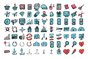 540 Business Doodle Icons Color Set