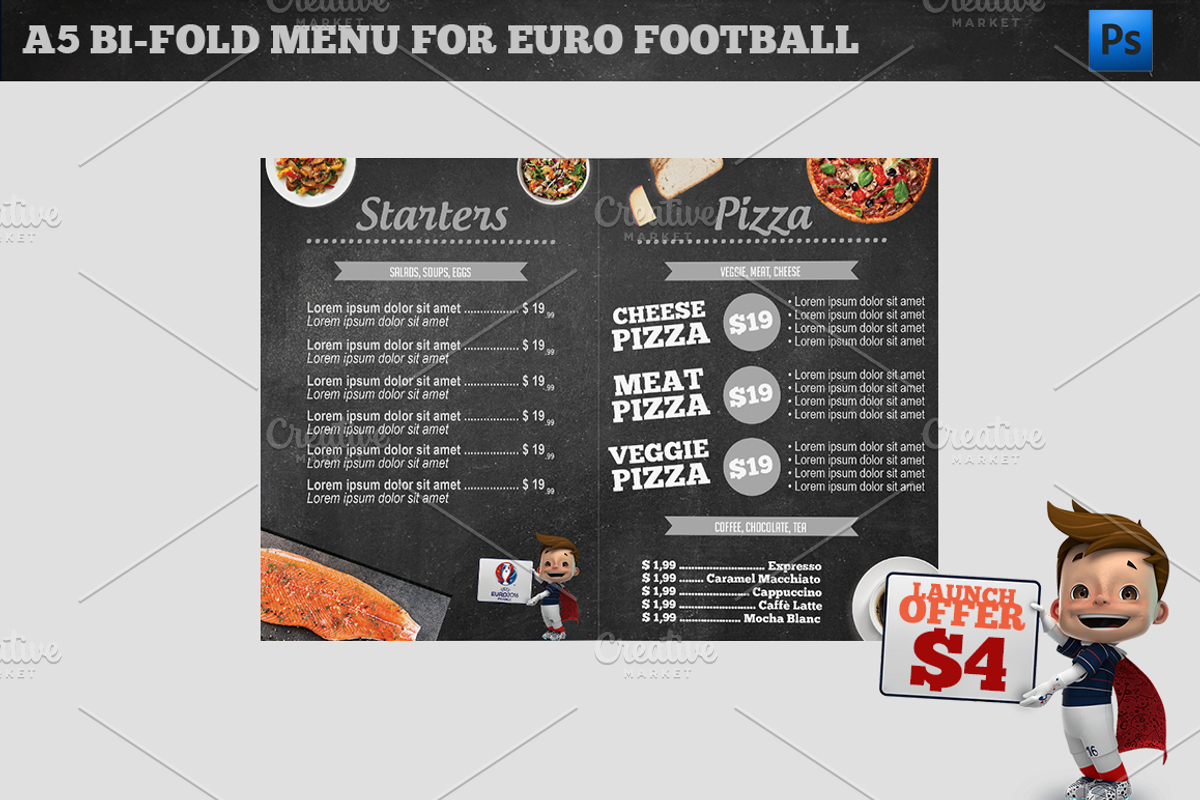 A5 Bi-Fold Menu Euro 2016 Football, a Brochure Template by Studio 19 (Photo 7 of 7)