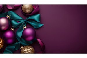 Purple and gold Christmas ornaments, a Holiday Photo by piter.goskov